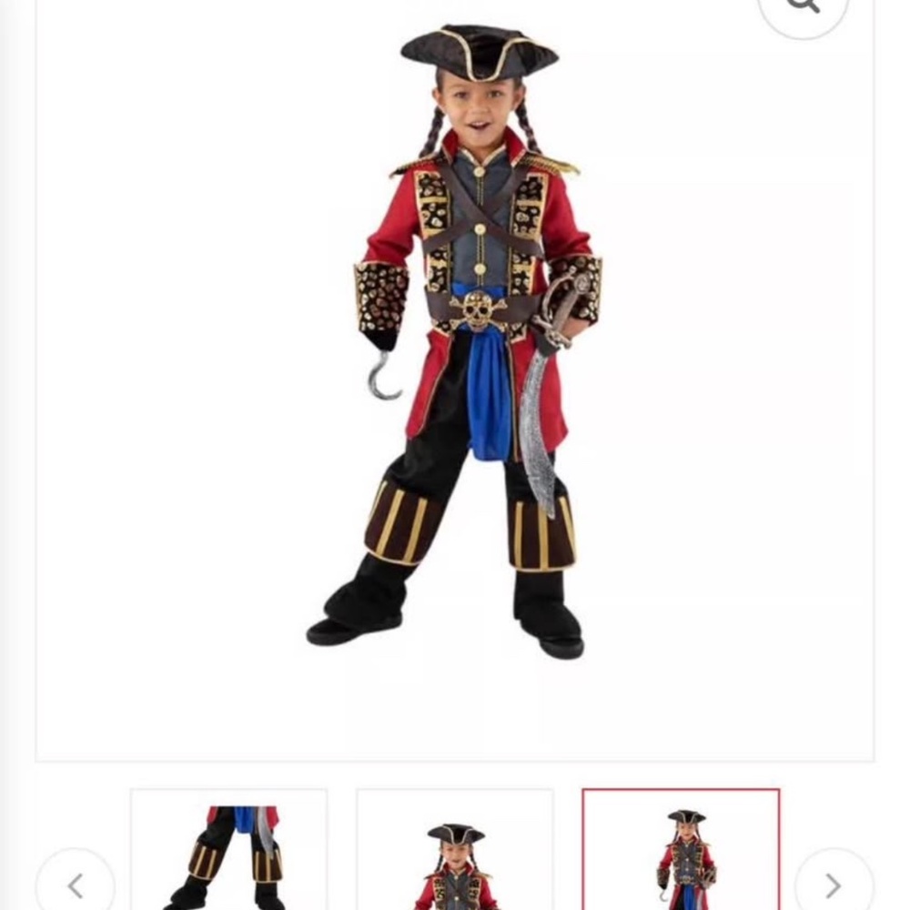 Child’s Pirate Captain Costume size 5-6 boys